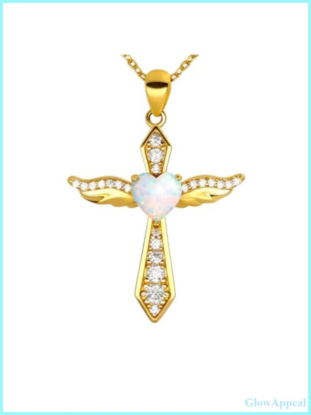 925 Sterling Silver Cross Necklace 14K Gold Plated Created Opal